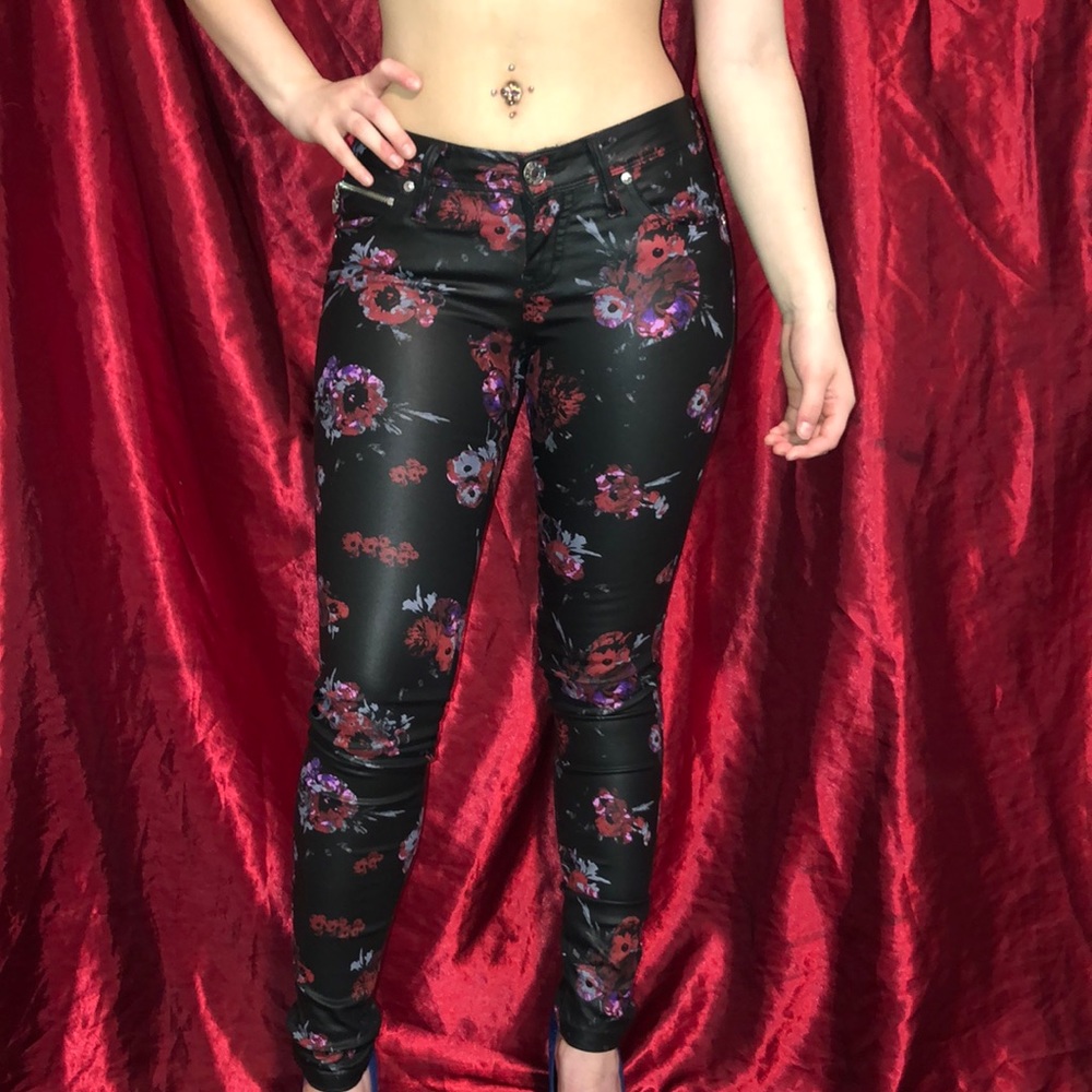 Black pants with roses $30 from guess